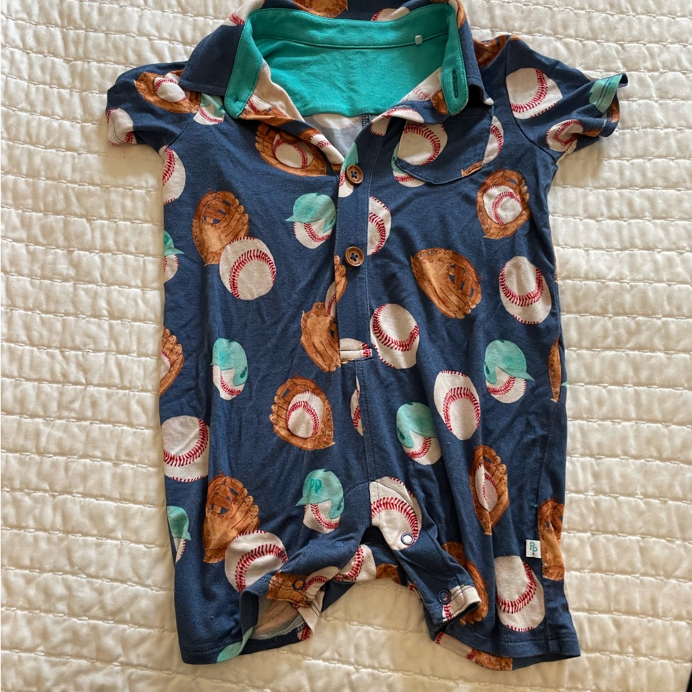 Posh Peanut Collared Henley Romper/ Shorterall 18-24 Month